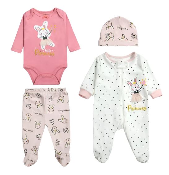 AJUAR ALGODON 4 PIEZAS BEBA