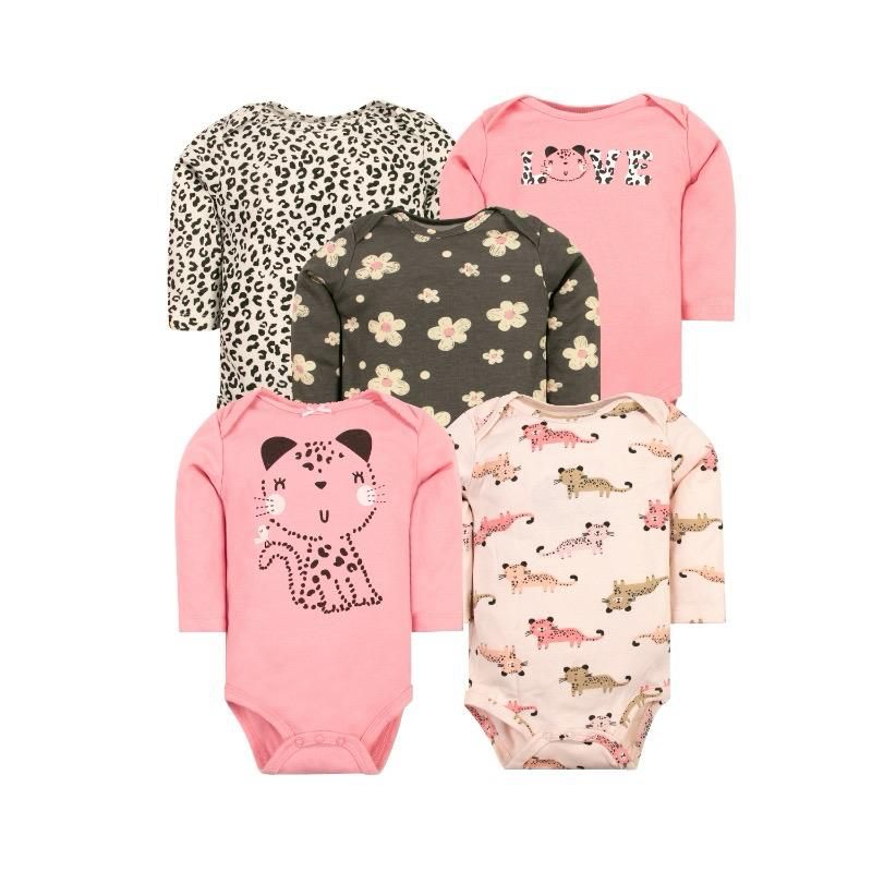 BODYS BEBE MANGA LARGA ALGODON SET 5 UNIDADES GATITO