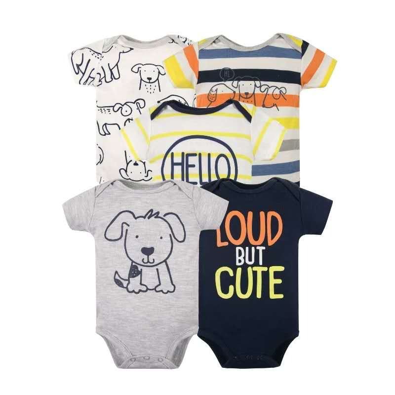 BODYS BEBE MANGA CORTA ALGODON SET 5 UNIDADES PERRITO