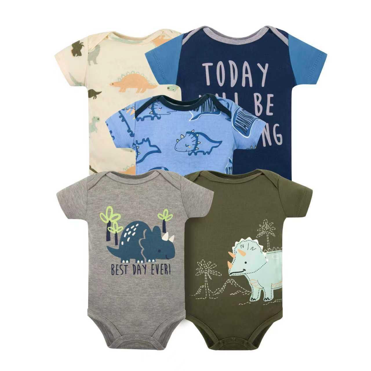 BODYS BEBE MANGA CORTA ALGODON SET 5 UNIDADES DINOSAURIO