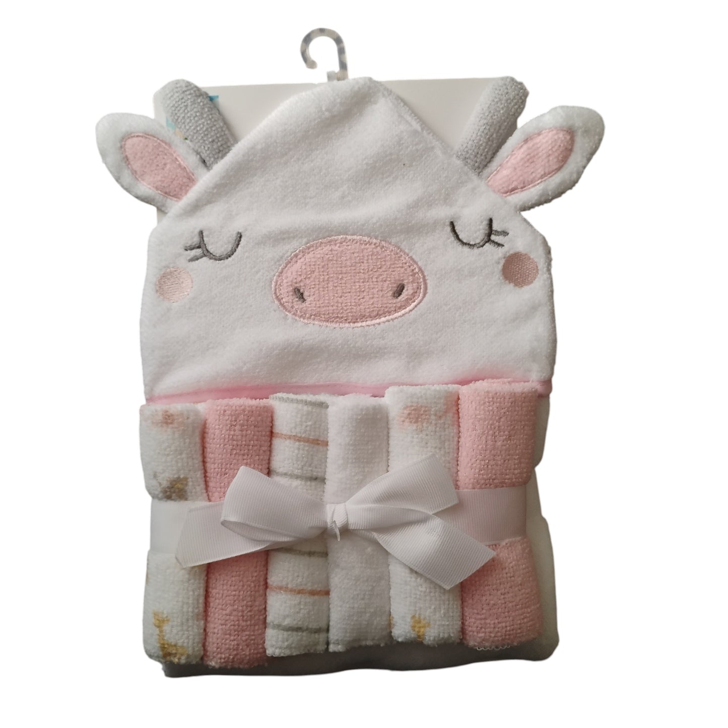 pack toalla con capucha bebe + 6 toallitas de limpieza