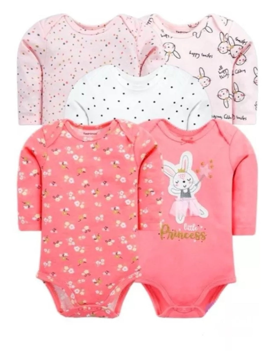 BODYS BEBE MANGA LARGA ALGODON SET 5 UNIDADES ADAS