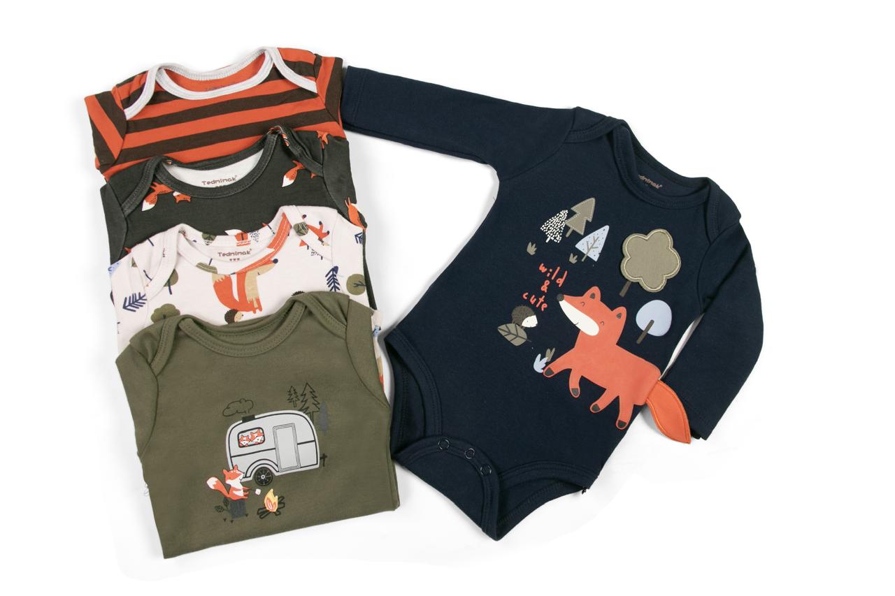 BODYS BEBE  MANGA LARGA ALGODON SET 5 UNIDADES ZORRO