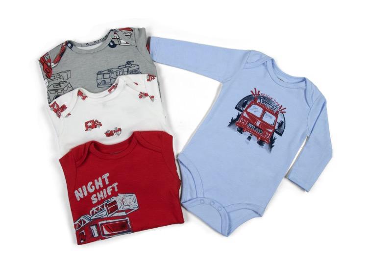 BODYS BEBE  MANGA LARGA ALGODON SET 4 UNIDADES BOMBERO