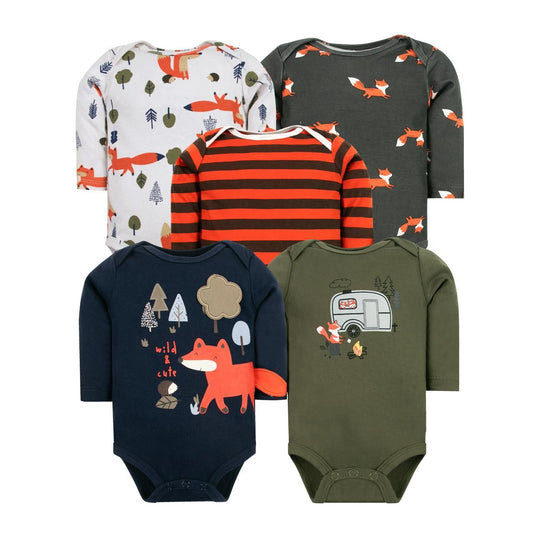 BODYS BEBE  MANGA LARGA ALGODON SET 5 UNIDADES ZORRO