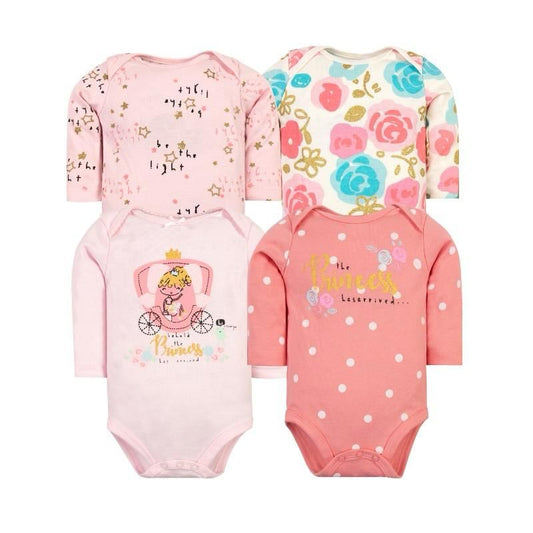BODYS BEBE  MANGA LARGA ALGODON SET 4 UNIDADES PRINCESS