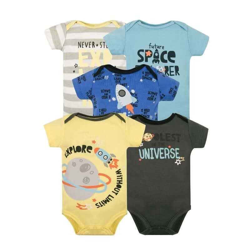 BODYS BEBE  MANGA CORTA ALGODON SET 5 UNIDADES COHETE