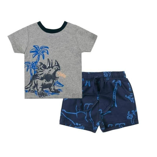 conjunto short y polera algodon niño dinosaurio