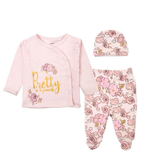 CONJUNTO ALGODON 3 PIEZAS NIÑA ROSA