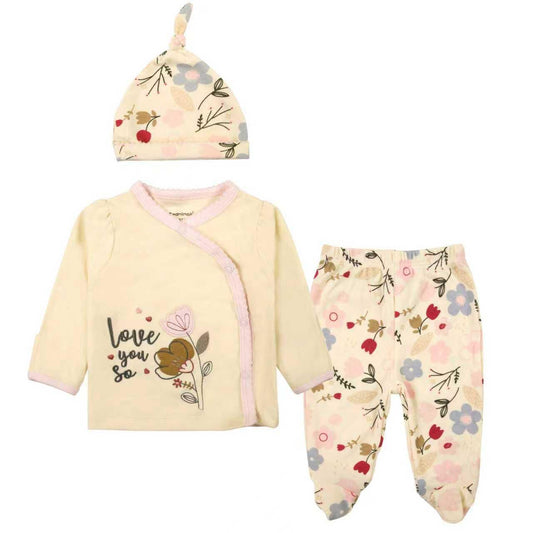 CONJUNTO ALGODON 3 PIEZAS NIÑA BEIGE