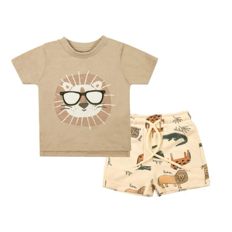 conjunto short y polera algodon niño safari