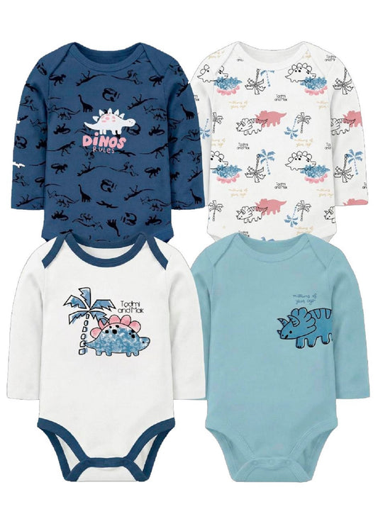 bodys algodon bebe pack 4 unidades dinosaurio