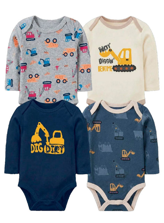 bodys algodon bebe pack 4 unidades gruas