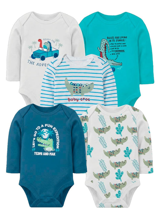 bodys algodon bebe pack 5 unidades dinosaurio