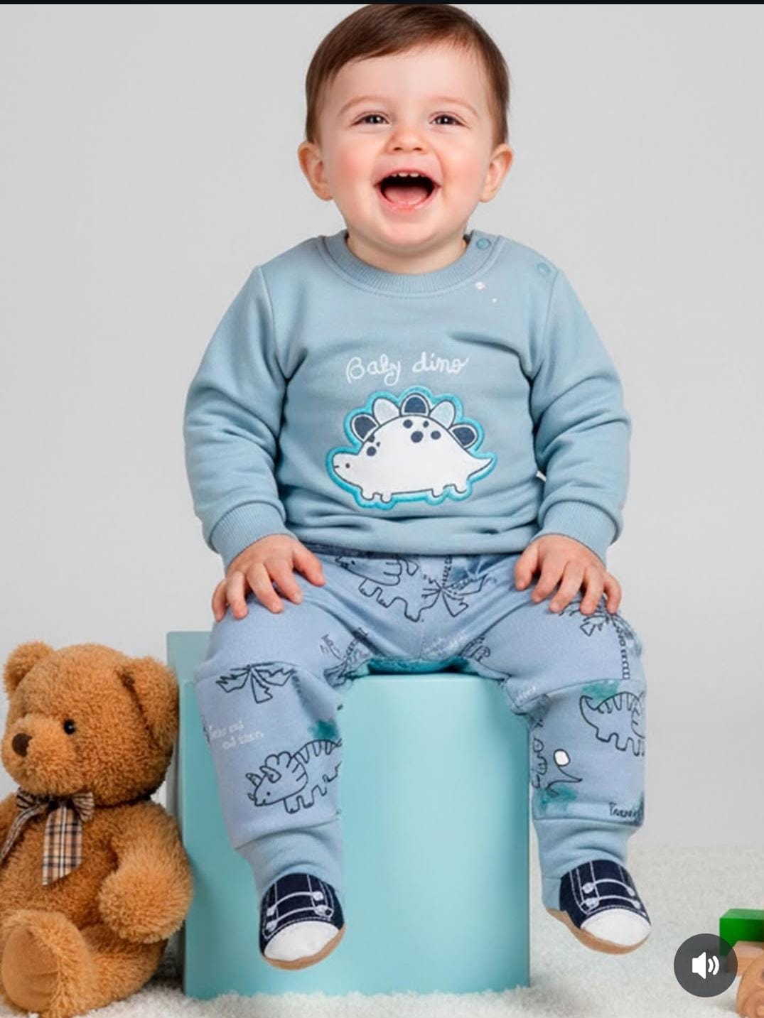 conjunto bebe algodon  afranelado  dino