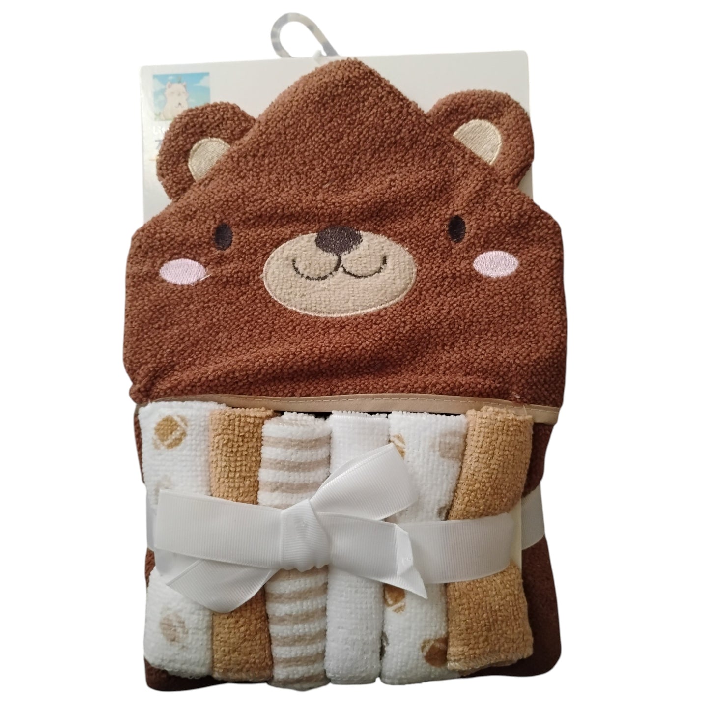 pack toalla con capucha bebe + 6 toallitas de limpieza