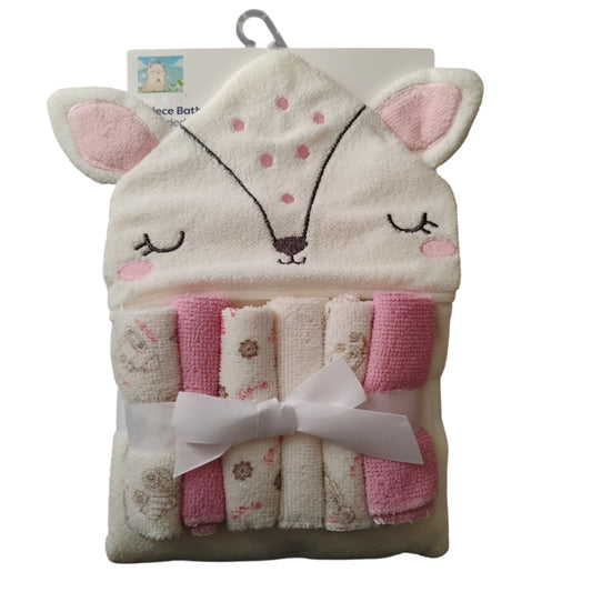 pack toalla con capucha bebe + 6 toallitas de limpieza