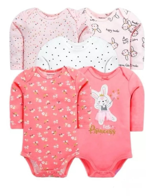 BODYS BEBE  MANGA LARGA ALGODON SET 5 UNIDADES ADAS