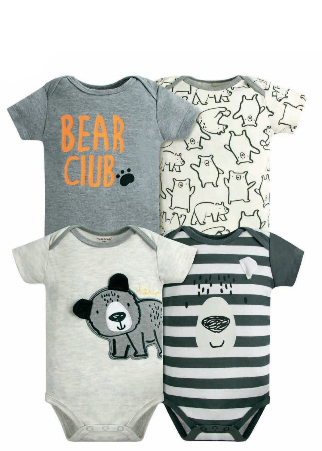 BODYS BEBE  MANGA CORTA ALGODON SET 4 UNIDADES DINOSAURIO