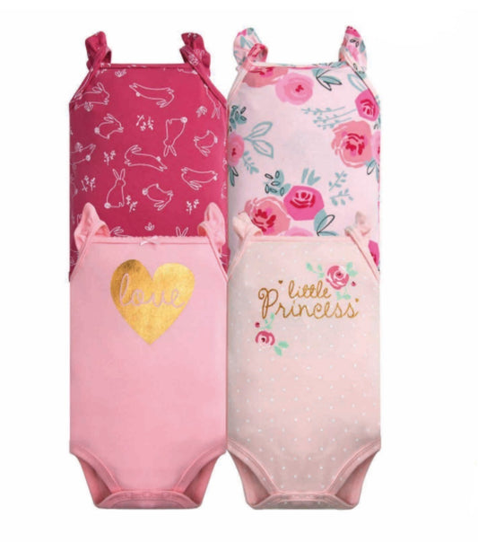BODYS BEBE  MANGA CORTA ALGODON SET 4 UNIDADES CORAZON