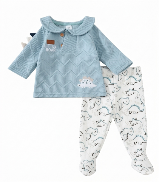 conjunto bebe algodon  dinosaurio