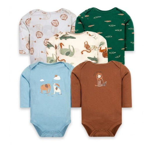bodys algodon bebe pack 5 unidades safari