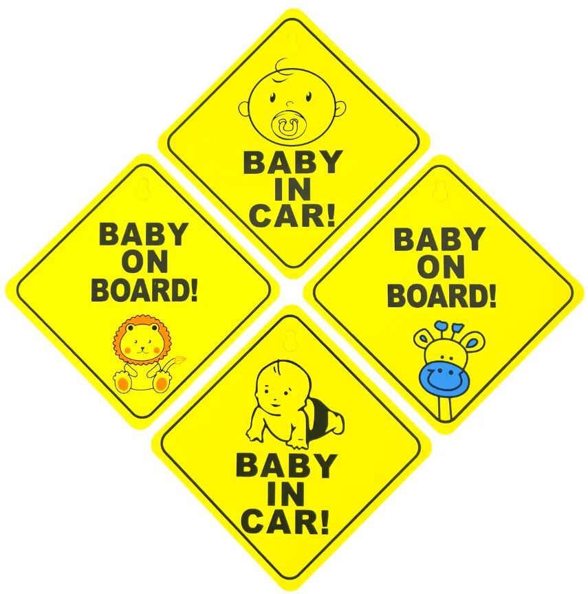 señaletica  para auto bebe a bordo pack 3 unidades