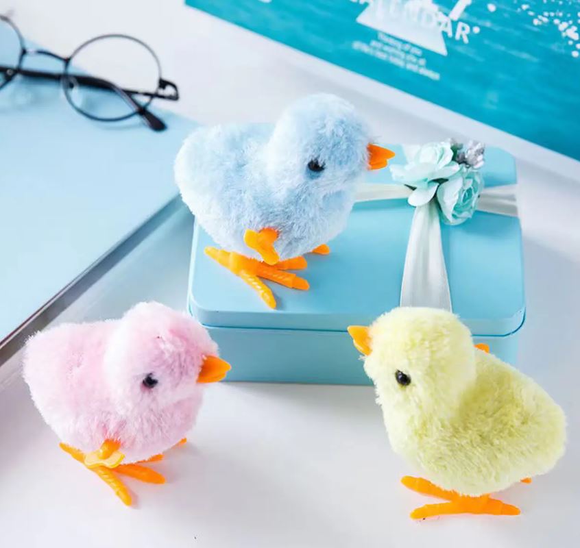 juguete pollito a cuerda pack 3 unidades