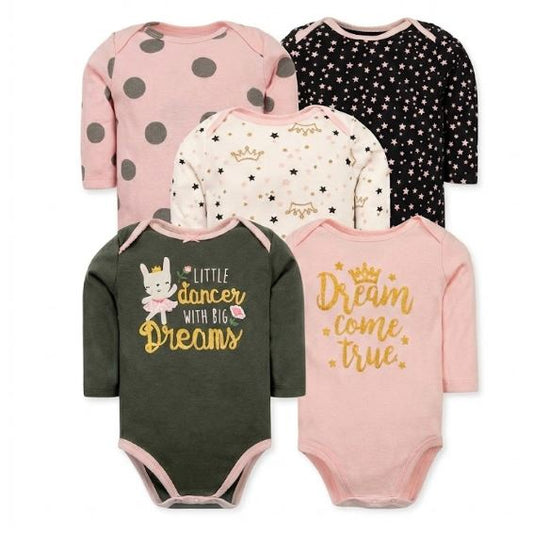 bodys algodon pack 5 unidades beba corona rosa